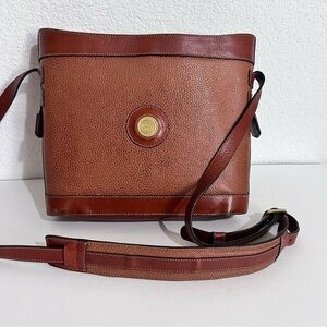 Vintage Land Brown Cognac Leather Messenger Crossbody Purse Handbag Unisex